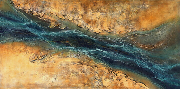 Painting titled "Stroming 2" by Daan Corstjens, Original Artwork, Acrylic Mounted on Wood Panel