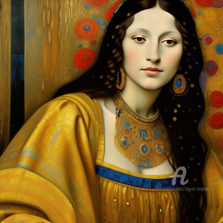 Mona Lisa with roses Digitale Kunst, 47,2x47,2 in