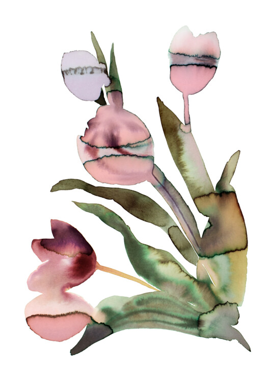 Tulips 绘画, 15x11 in