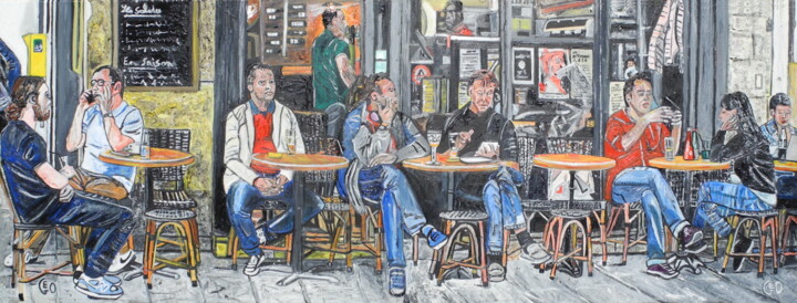Grande terrasse - Paris - Diptyque - 2 x (60 x 80) 绘画, 23.6x63 in