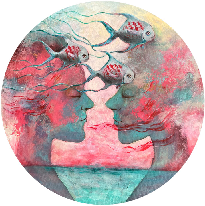 Talk To Me 绘画, 19.7x19.7 in