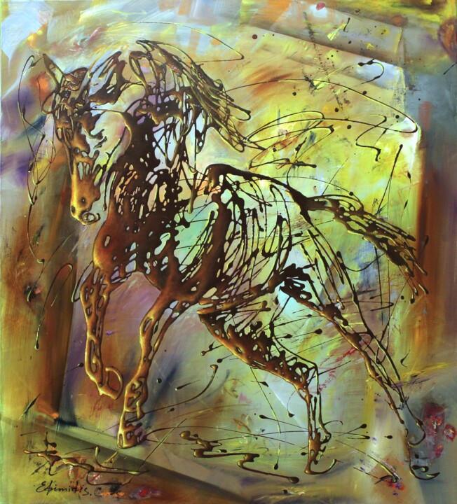 Horse 绘画, 39.4x35.4 in