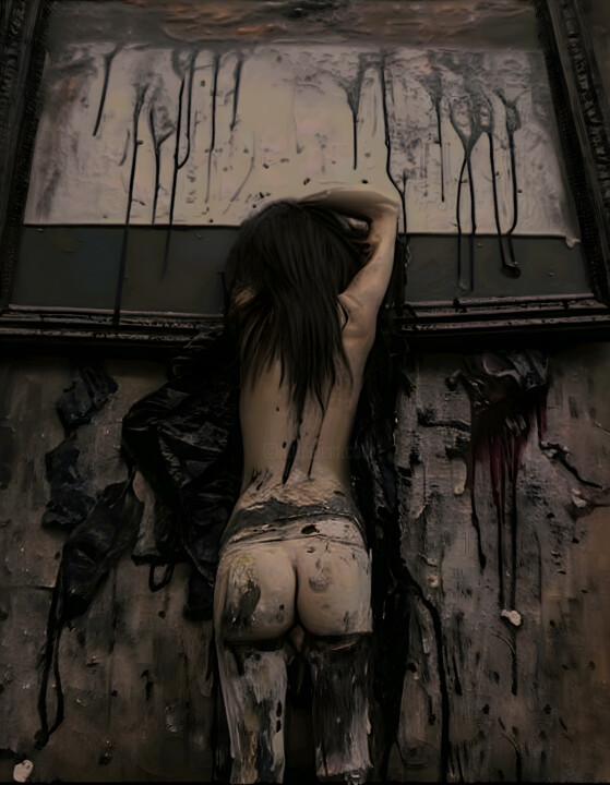 Jessica who fell asleep in a gloomy picture 数字艺术, 30.7x24 in