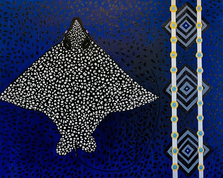 绘画 标题为“Eagle Ray” 由Jorge Gonzalez, 原创艺术品, 丙烯 安装在木质担架架上