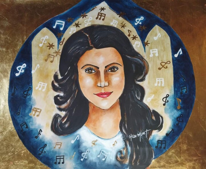 Painting titled "Millénium" by Fabienne Haumont, Original Artwork, Acrylic Mounted on Wood Stretcher frame