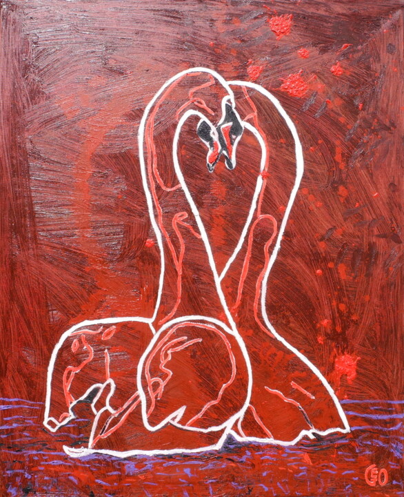 Red swans 绘画, 43.3x35.4 in