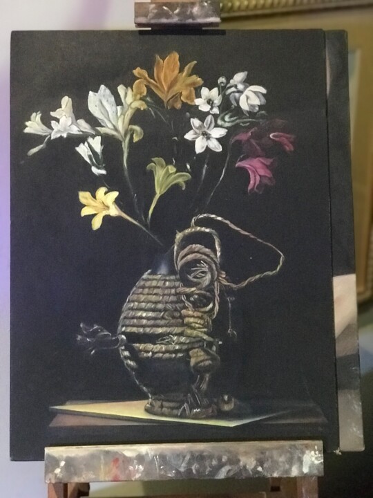 Natura Morta con vaso di fiori 绘画, 15.8x11.8 in