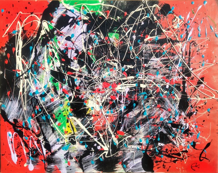 Painting titled "Vampire Mash" by Akille De Blasio, Original Artwork, Acrylic Mounted on Wood Stretcher frame