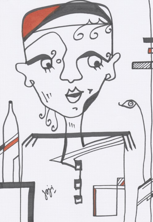 l homme à la bouteille 图画, 11.7x8.3 in