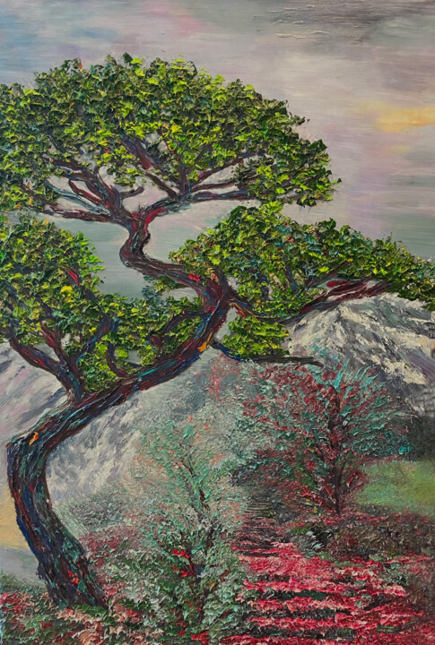 Pittura intitolato "The Way To Shangri-…" da Kenneth Halvorsen, Opera d'arte originale, Olio Montato su Telaio per barella i…