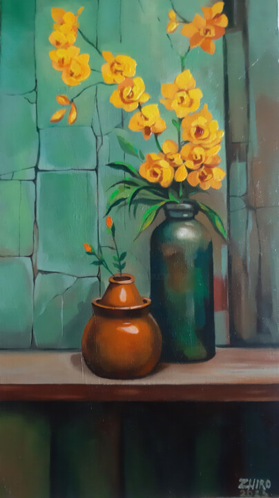 HARMONY IN YELLOW 绘画, 17.7x9.8 in