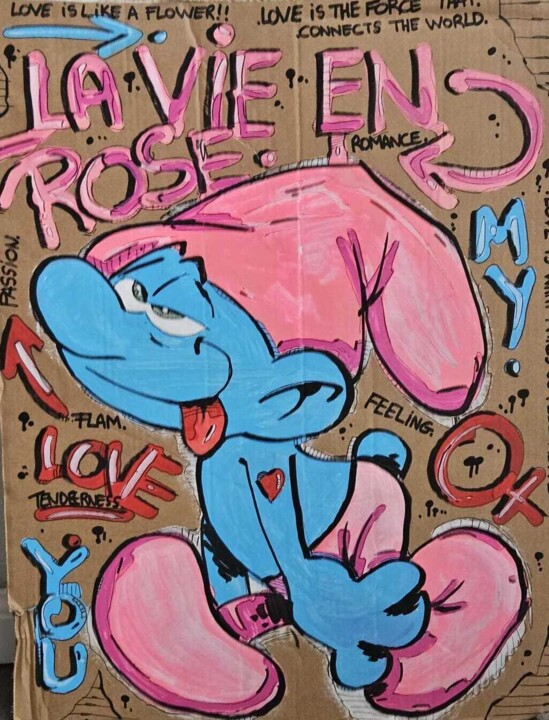 La vie en rose Carton 绘画, 27.6x19.7 in