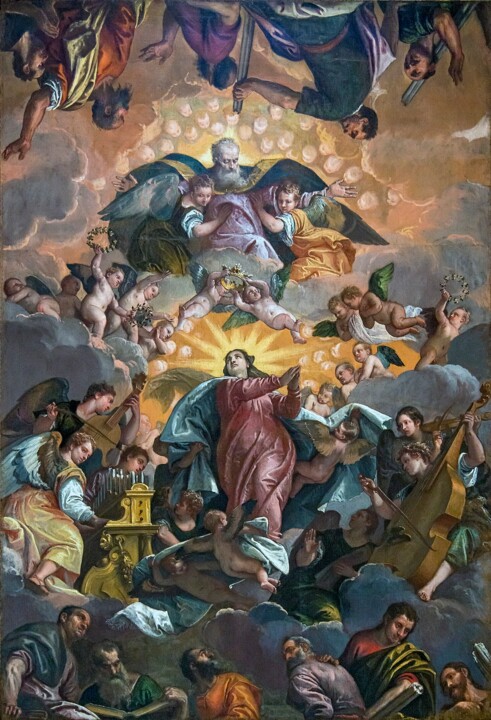 Painting titled "Assomption de Marie" by Paul Véronèse, Original Artwork, Oil