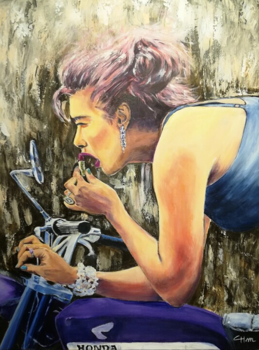 Peinture intitulée "RETOUCHE MAKE UP" par Chantal Martin (chm), Œuvre d'art originale, Acrylique Monté sur Châssis en bois