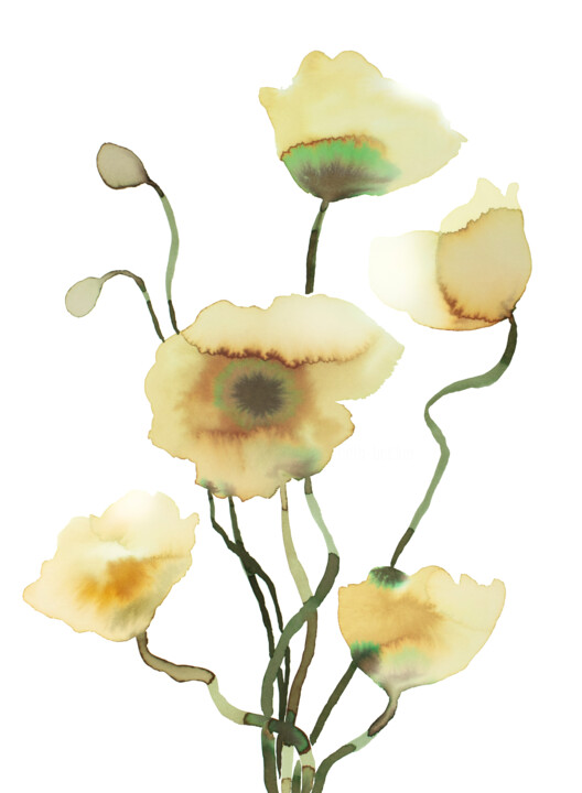 Poppies 绘画, 15x11 in