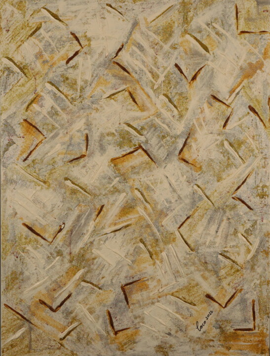 Painting titled "WHITE AND GOLD" by Coco, Original Artwork, Acrylic Mounted on Wood Stretcher frame