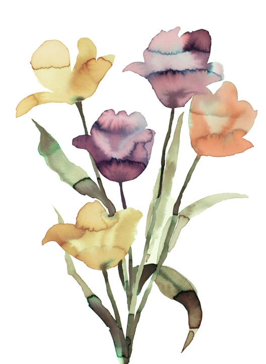 Tulips No. 3 绘画, 15x11 in