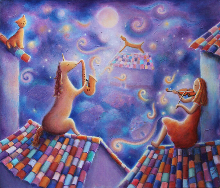 La banda nocturna 绘画, 23.6x27.6 in