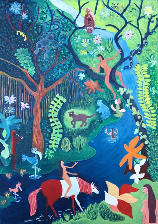 Indian Jungle, private collector 绘画, 27.6x19.7 in