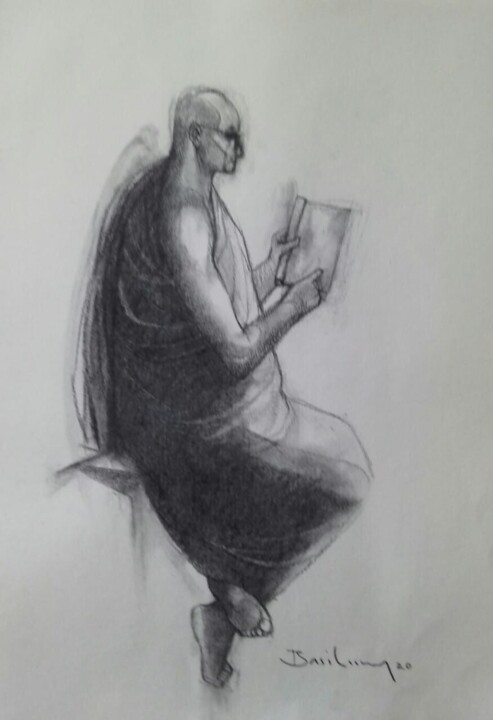 Solitary - Upright 绘画, 19x13 in
