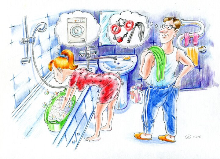 Caricature drawing "About gifts" Disegno, 8,3x11,7 in