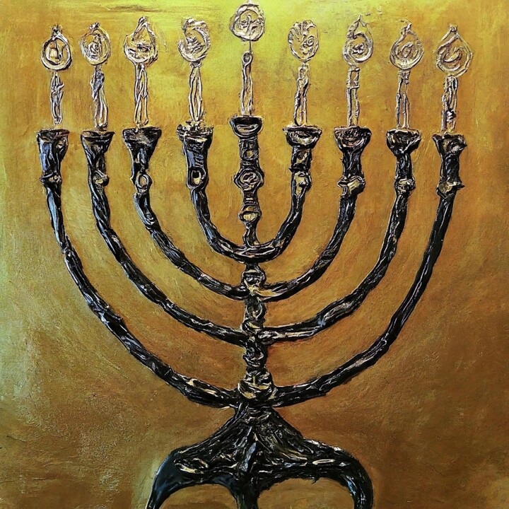 Arts numériques intitulée "Menorah" par Sobalvarro, Œuvre d'art originale, Image générée par l'IA
