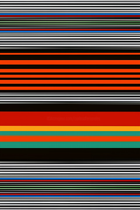 Digital Arts titled "Linearity #4" by Carla Sá Fernandes, Original Artwork, Digital Painting Mounted on Wood Stretcher frame