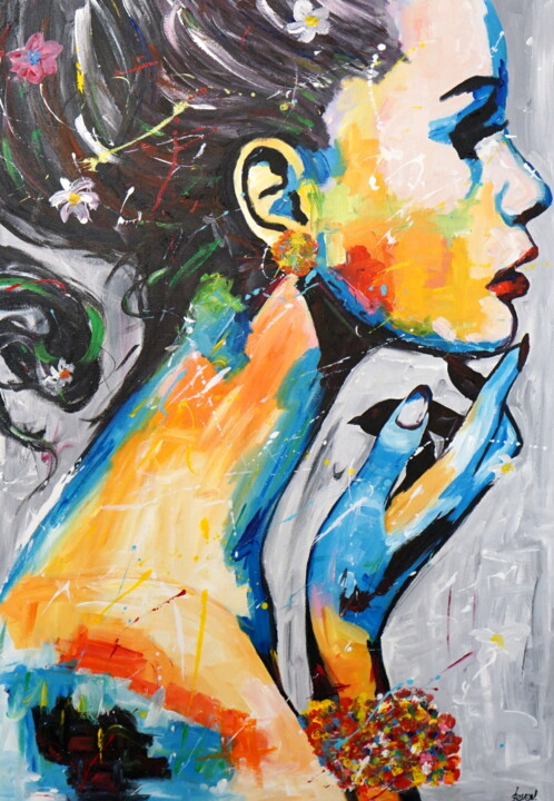 Peinture intitulée "My Emerald" par Stach, Œuvre d'art originale, Huile Monté sur Châssis en bois