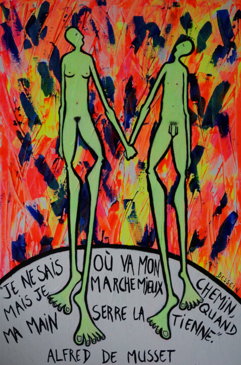 Peinture intitulée "La Balade..." par Delphine Dessein, Œuvre d'art originale, Acrylique Monté sur Châssis en bois