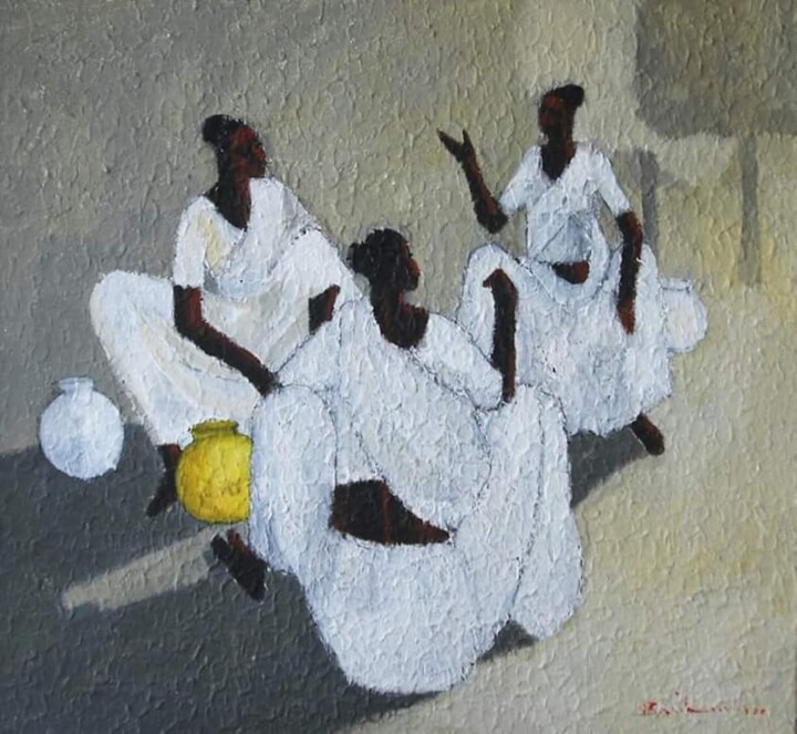 By the Wayside - Afternoon Gossip 绘画, 23x24 in