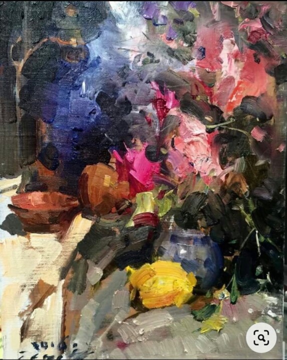 Flowers & Old Bottles 绘画, 16x12 in
