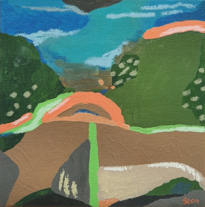 The way to the sea Schilderij, 6,3x6,3 in