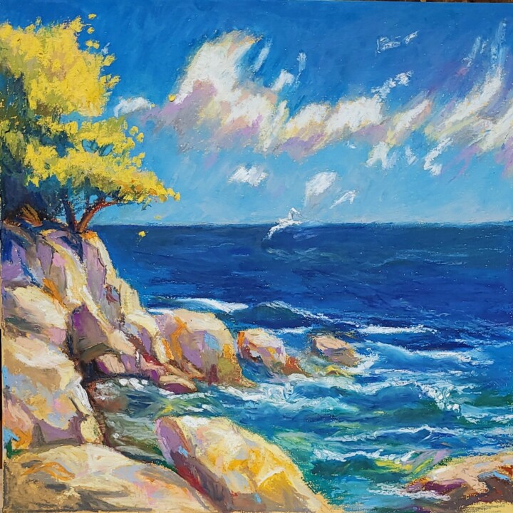Drawing titled "Seascape" by Regina Grauberger, Original Artwork, Pastel
