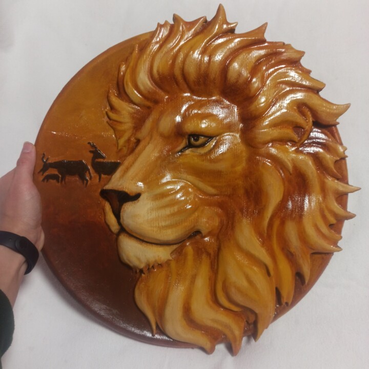 Panel lion 雕塑, 11.8x11.8 in