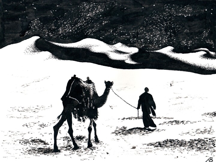 图画 标题为“Path in the Sands /…” 由Владимир Абаимов, 原创艺术品, 墨