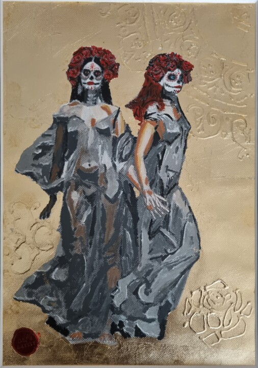 Sisters 绘画, 11.8x7.9 in