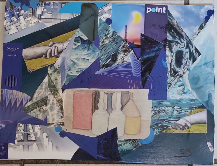 collage dans les blueus 绘画, 11.8x15.8 in