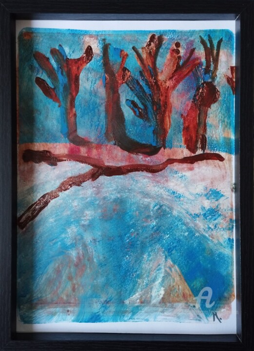 Arbres, un hiver. Painting, 11.4x7.9 in