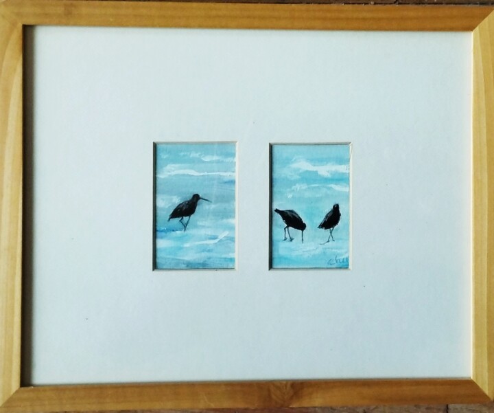 Oiseaux sur le sable 绘画, 8.3x10.2 in