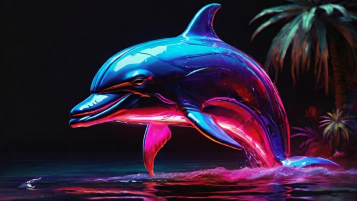 Neon dolphin 数字艺术