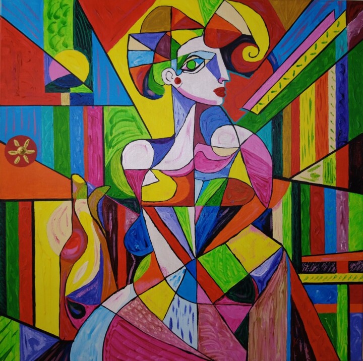 Woman 01. 绘画, 19.7x19.7 in