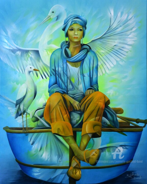 Peinture intitulée "Âme nomade" par Jeannette Guichard-Bunel, Œuvre d'art originale, Huile