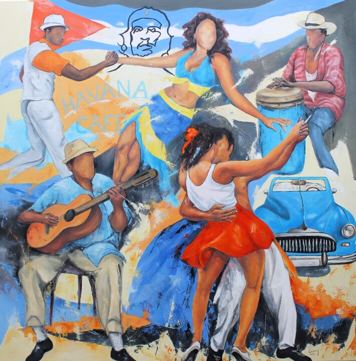 Peinture intitulée "1610 Havana Café" par Jean-Luc Lopez, Œuvre d'art originale, Acrylique Monté sur Châssis en bois
