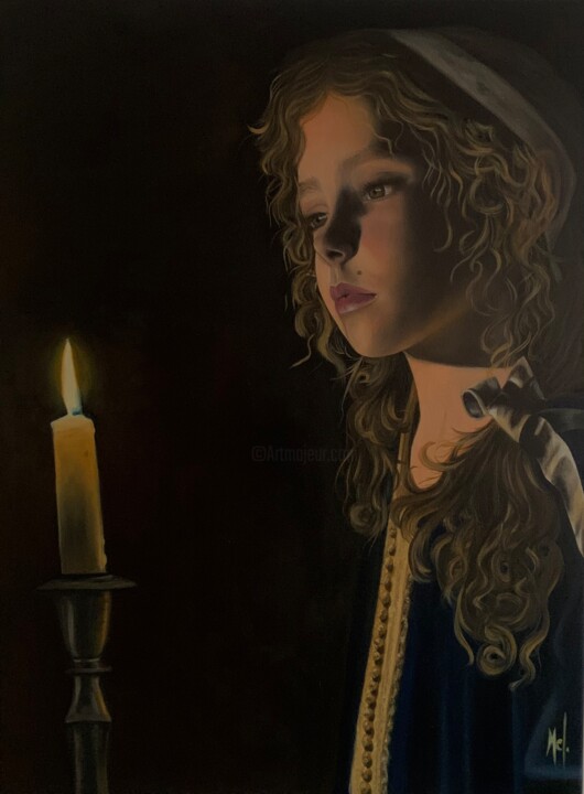 Portrait à la lueur d’une bougie 绘画, 31.5x23.6 in
