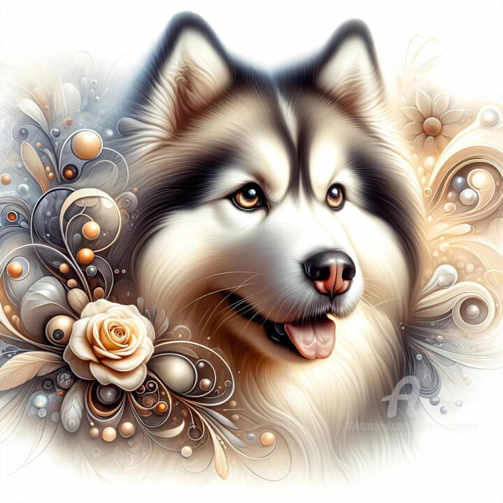 Husky Florale: Eleganza e Nobiltà 数字艺术