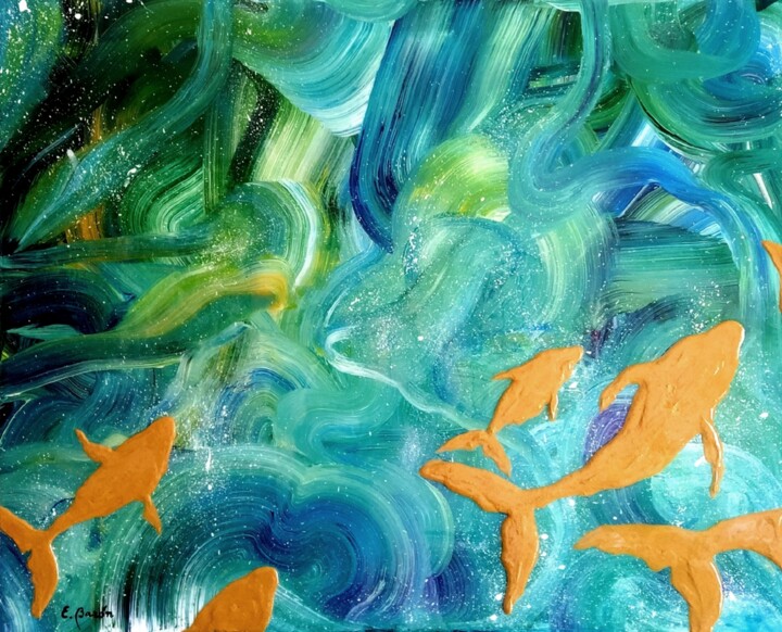 "SOS desde el Océano 2" 绘画, 31.9x39.4 in