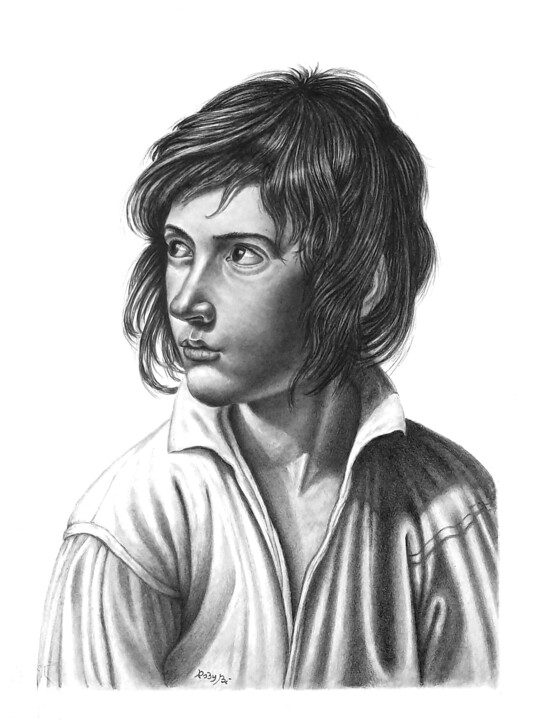 Portrait d'une junesse 图画, 13x9.5 in