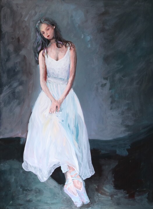 Painting titled "Ballett IV" by Christa Riemann, Original Artwork, Acrylic Mounted on Wood Panel