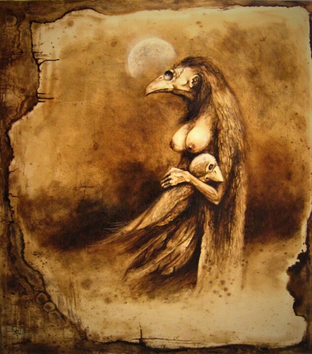 Raven mother 绘画, 31.5x27.6 in