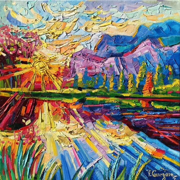 The Sun warming in the Mountain 绘画, 19.7x19.7 in